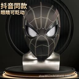 image-Spider-Man hood with eyes movable ring remote control manual electric blinkable mask extraordinary hero expedition helmet