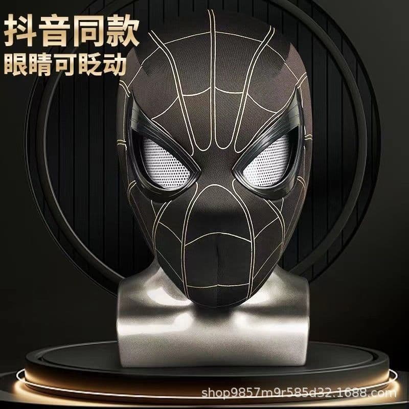image-Spider-Man hood with eyes movable ring remote control manual electric blinkable mask extraordinary hero expedition helmet