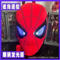 image-Spider-Man hood with eyes movable ring remote control manual electric blinkable mask extraordinary hero expedition helmet