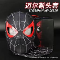 image-Spider-Man hood with eyes movable ring remote control manual electric blinkable mask extraordinary hero expedition helmet