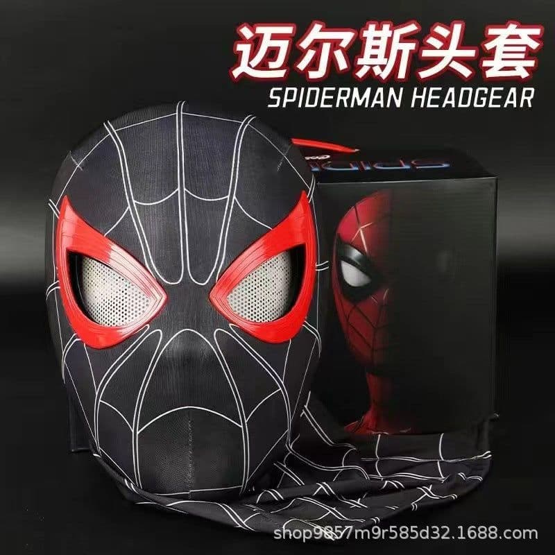 image-Spider-Man hood with eyes movable ring remote control manual electric blinkable mask extraordinary hero expedition helmet