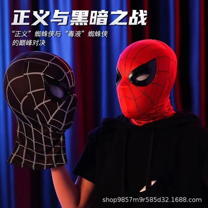 image-Spider-Man hood with eyes movable ring remote control manual electric blinkable mask extraordinary hero expedition helmet