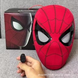 image-Spider-Man hood with eyes movable ring remote control manual electric blinkable mask extraordinary hero expedition helmet