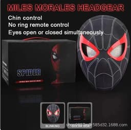 image-Spider-Man hood with eyes movable ring remote control manual electric blinkable mask extraordinary hero expedition helmet