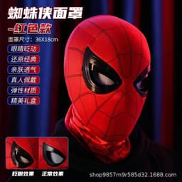 image-Spider-Man hood with eyes movable ring remote control manual electric blinkable mask extraordinary hero expedition helmet
