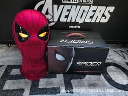 image-Spider-Man hood with eyes movable ring remote control manual electric blinkable mask extraordinary hero expedition helmet