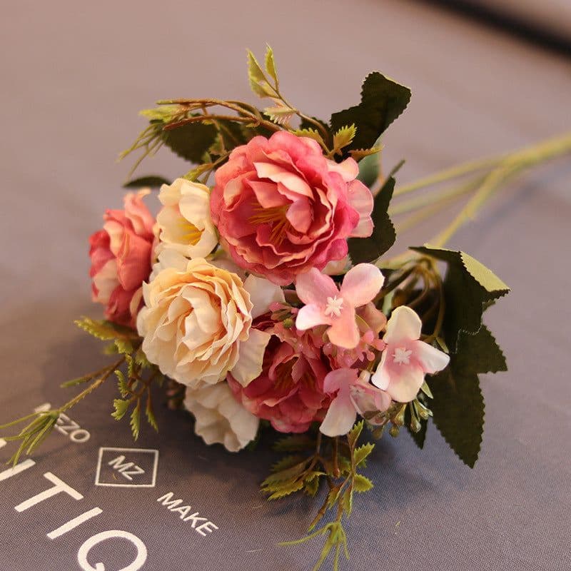 image-Silk Flower Bouquet Arrangement - Pink