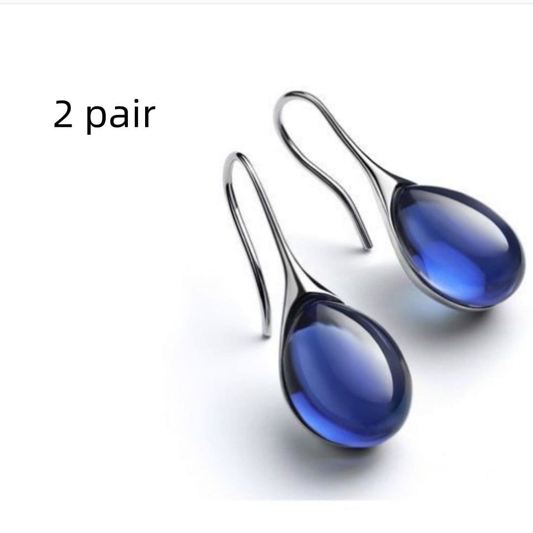 image-Four Color Inlaid Opal Earrings European And American Ladies Fashion Earrings
