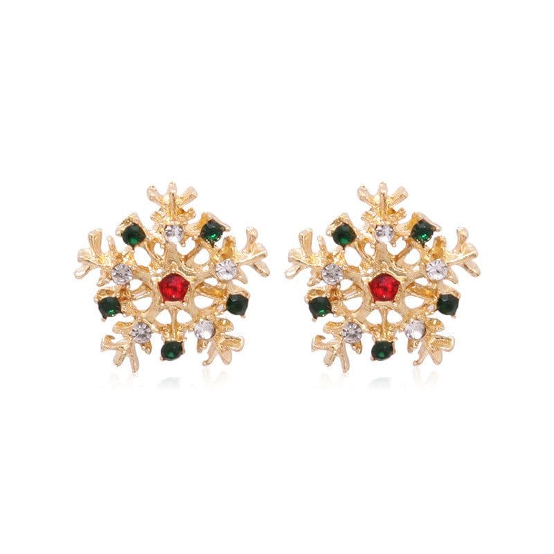image-Christmas earrings, Christmas snowflake elk bells, cross-border Christmas tree glue ear hook pendants wholesale jewelry