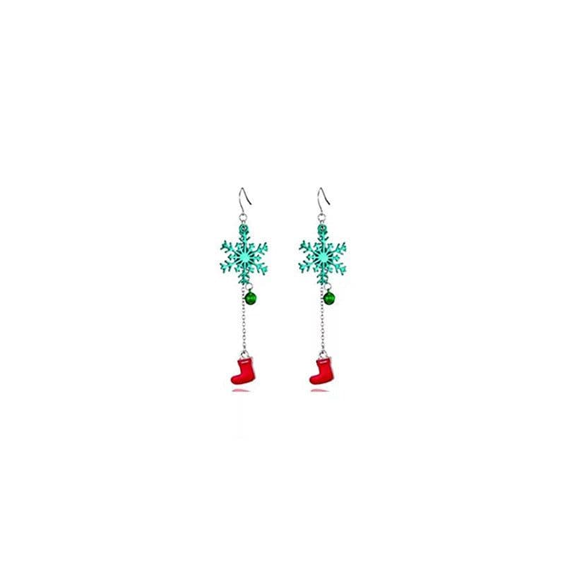 image-Christmas earrings, Christmas snowflake elk bells, cross-border Christmas tree glue ear hook pendants wholesale jewelry