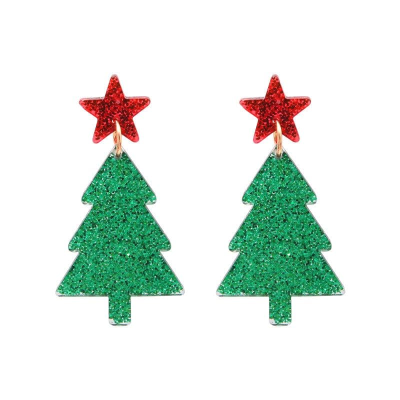 image-Christmas earrings, Christmas snowflake elk bells, cross-border Christmas tree glue ear hook pendants wholesale jewelry