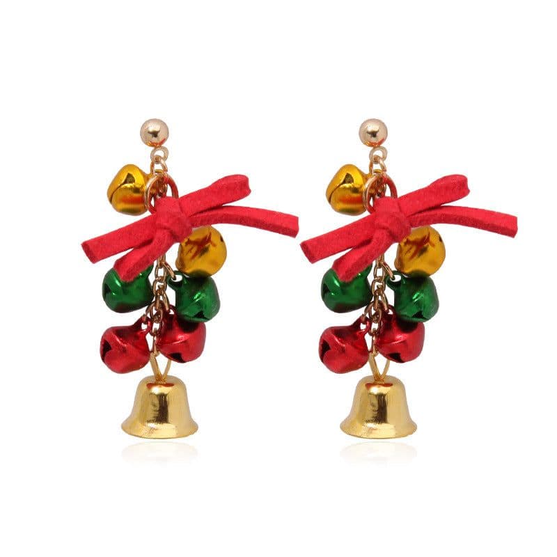 image-Christmas earrings, Christmas snowflake elk bells, cross-border Christmas tree glue ear hook pendants wholesale jewelry