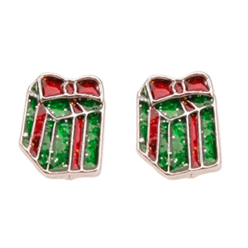 image-Christmas earrings, Christmas snowflake elk bells, cross-border Christmas tree glue ear hook pendants wholesale jewelry
