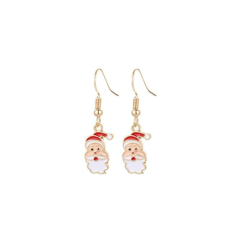 image-Christmas earrings, Christmas snowflake elk bells, cross-border Christmas tree glue ear hook pendants wholesale jewelry
