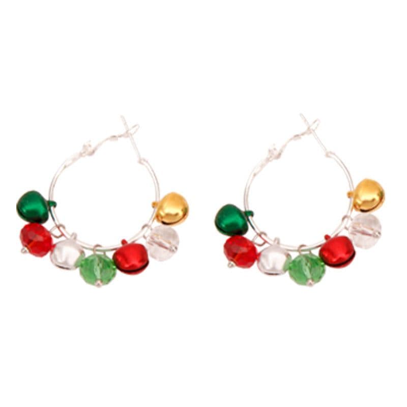 image-Christmas earrings, Christmas snowflake elk bells, cross-border Christmas tree glue ear hook pendants wholesale jewelry