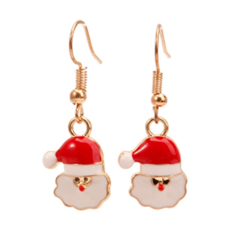 image-Christmas earrings, Christmas snowflake elk bells, cross-border Christmas tree glue ear hook pendants wholesale jewelry