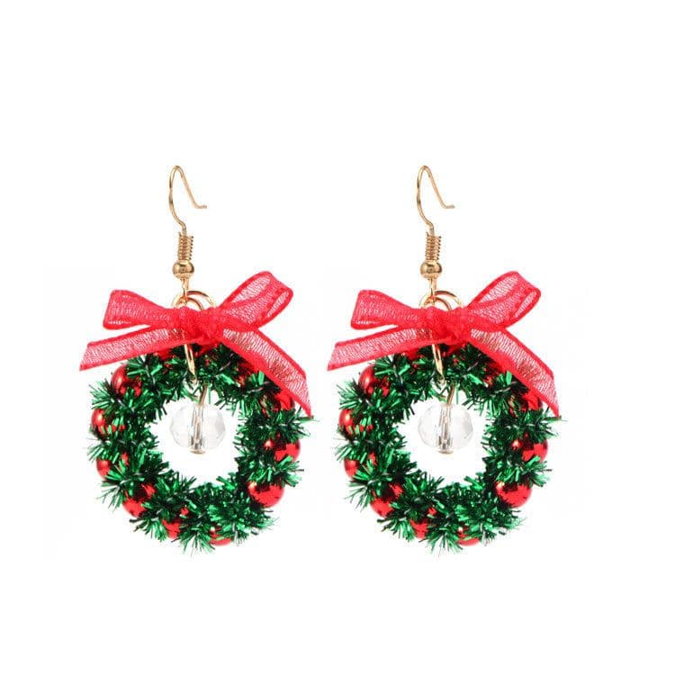 image-Christmas earrings, Christmas snowflake elk bells, cross-border Christmas tree glue ear hook pendants wholesale jewelry