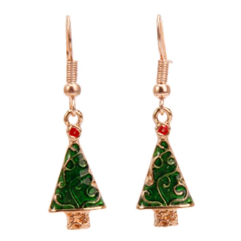 image-Christmas earrings, Christmas snowflake elk bells, cross-border Christmas tree glue ear hook pendants wholesale jewelry