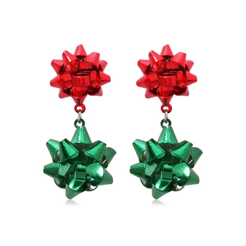 image-Christmas earrings, Christmas snowflake elk bells, cross-border Christmas tree glue ear hook pendants wholesale jewelry
