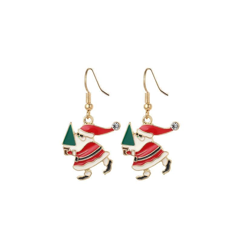 image-Christmas earrings, Christmas snowflake elk bells, cross-border Christmas tree glue ear hook pendants wholesale jewelry