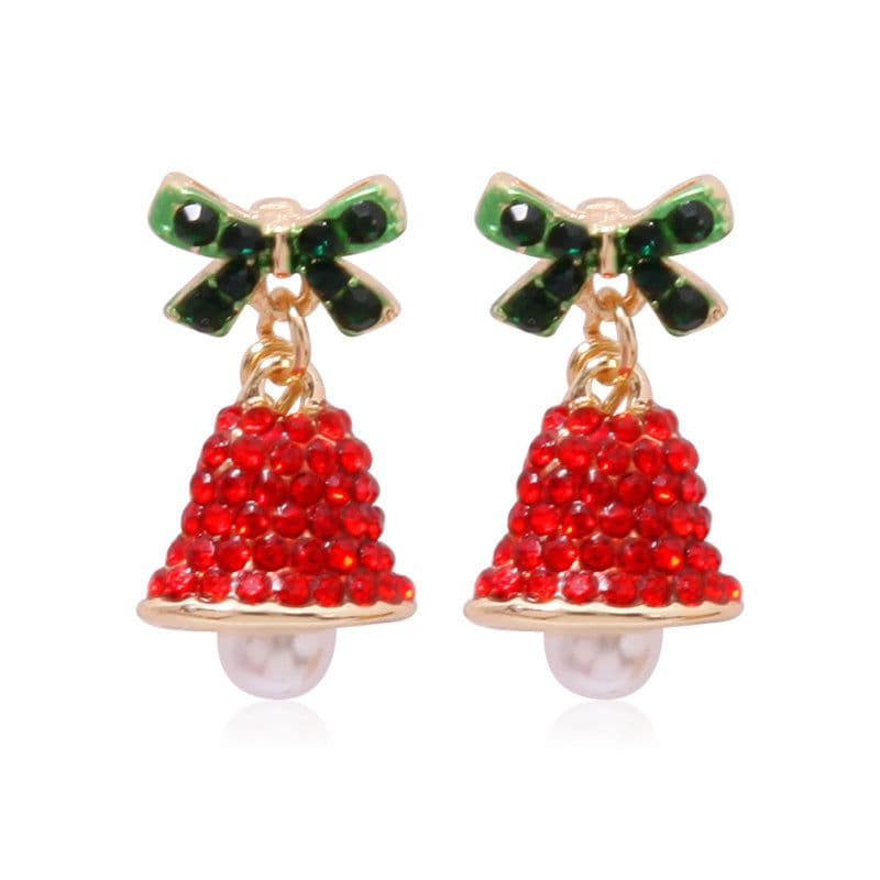 image-Christmas earrings, Christmas snowflake elk bells, cross-border Christmas tree glue ear hook pendants wholesale jewelry