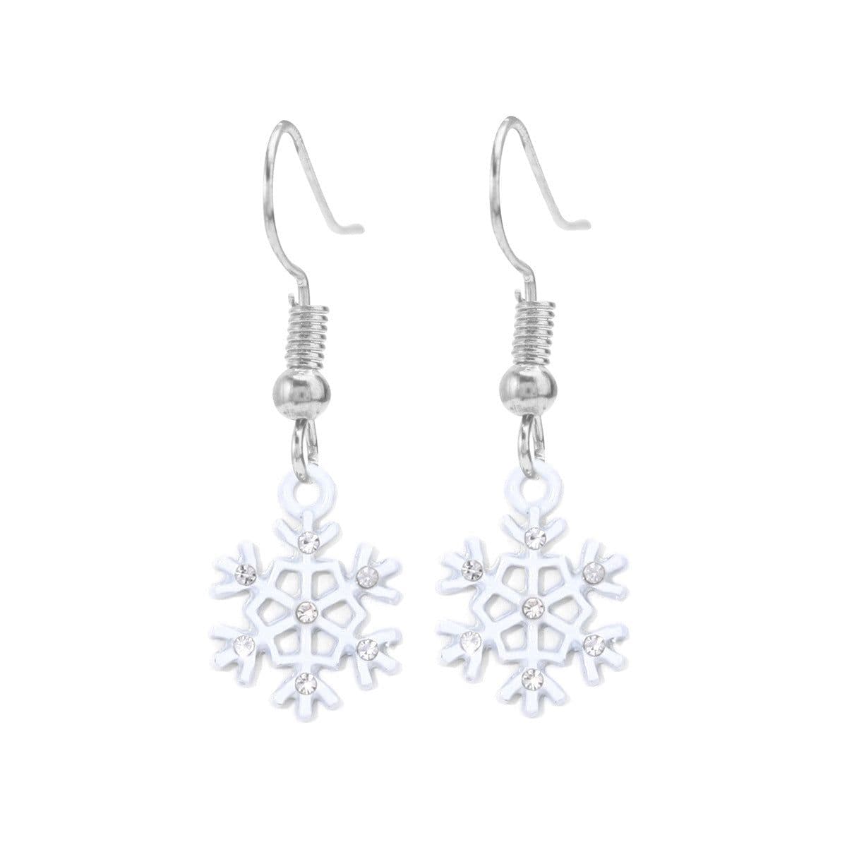image-Christmas earrings, Christmas snowflake elk bells, cross-border Christmas tree glue ear hook pendants wholesale jewelry