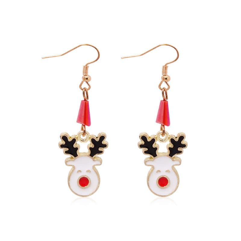 image-Christmas earrings, Christmas snowflake elk bells, cross-border Christmas tree glue ear hook pendants wholesale jewelry