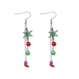 image-Christmas earrings, Christmas snowflake elk bells, cross-border Christmas tree glue ear hook pendants wholesale jewelry