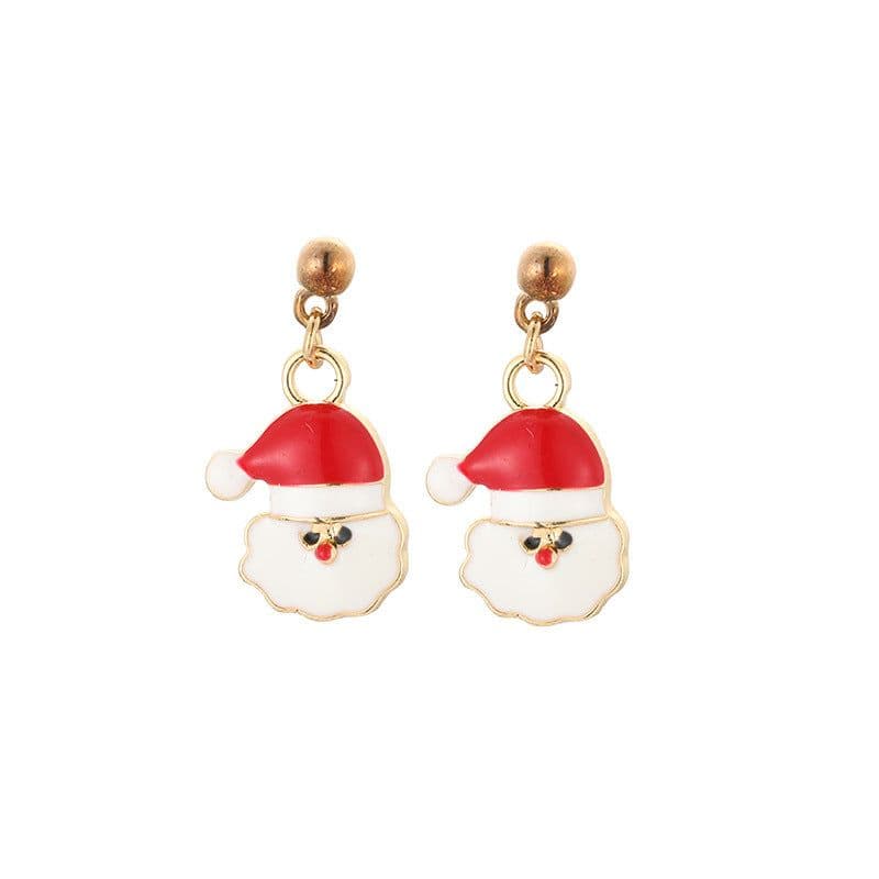 image-Christmas earrings, Christmas snowflake elk bells, cross-border Christmas tree glue ear hook pendants wholesale jewelry
