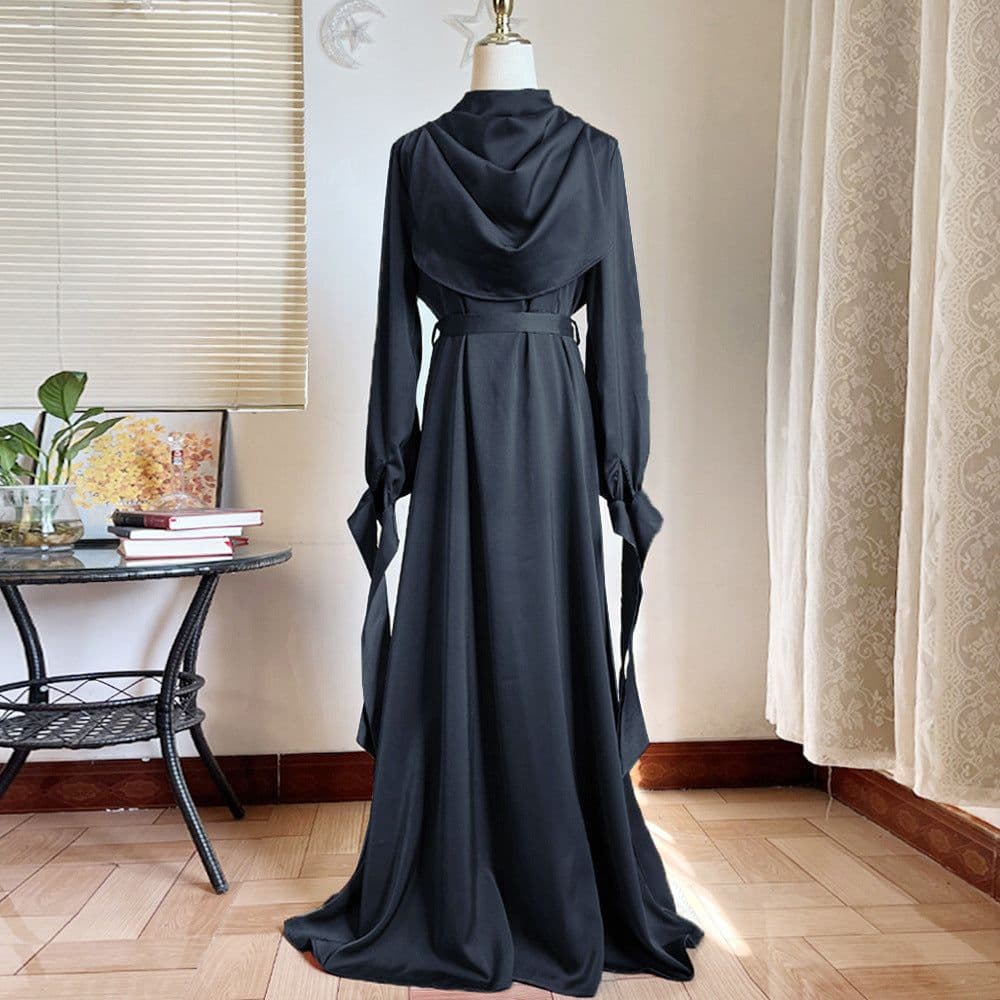 image-Spot XY016 Middle East Saudi foreign trade cross-border Muslim pile collar robe and ankle dress abaya women