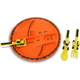 image-Dinneractive Car Bulldozer Excavator Shovel Fork Shovel Dinner Plate Children's Tableware Three Sets