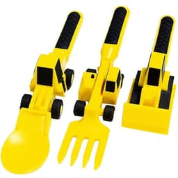 image-Dinneractive Car Bulldozer Excavator Shovel Fork Shovel Dinner Plate Children's Tableware Three Sets