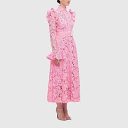 image-Retro heavy industry French long skirt 2023 new temperament niche design lace embroidery waist dress women's trend
