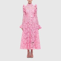image-Retro heavy industry French long skirt 2023 new temperament niche design lace embroidery waist dress women's trend