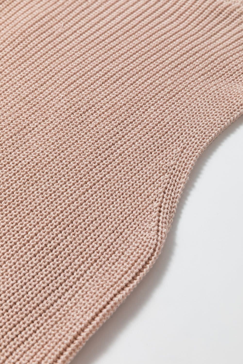 image-Solid Color Turtleneck Knit Tank Top - Oatmeal