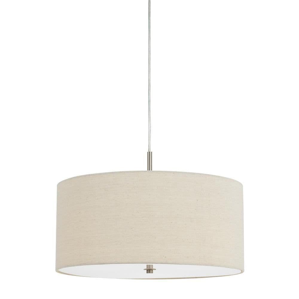 image-60W X 3 Addison Linen Drum Pendant