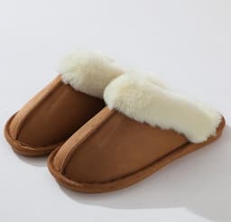 image-Autumn and winter style TPR rubber sole slippers for home use with burrs, men's and women's indoor and outdoor warm slippers, cotton slippers wholesale