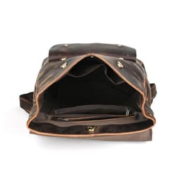 image-Ancient Chaoke Crazy Horse Leather Backpack First Layer Cowhide College Style Backpack for Men and Women Retro Genuine Leather Handmade Casual School Bag