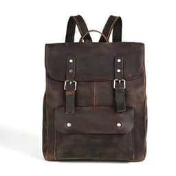 image-Ancient Chaoke Crazy Horse Leather Backpack First Layer Cowhide College Style Backpack for Men and Women Retro Genuine Leather Handmade Casual School Bag