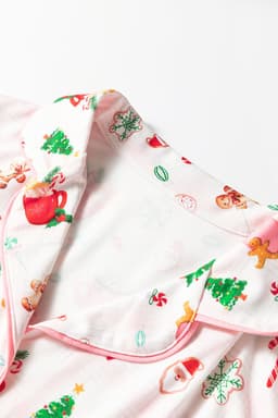 image-White Christmas Spirits Shirt Style 2pcs Short Pajama Set