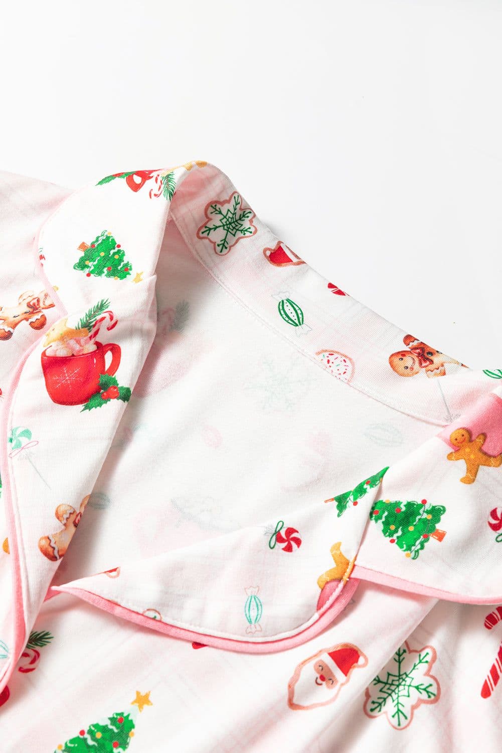image-White Christmas Spirits Shirt Style 2pcs Short Pajama Set