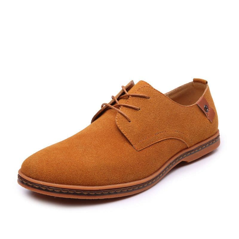 image-Men's Brown Nubuck Leather Loafers Size 48