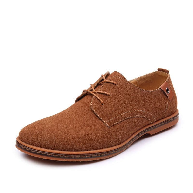 image-Men's Brown Nubuck Leather Loafers Size 48