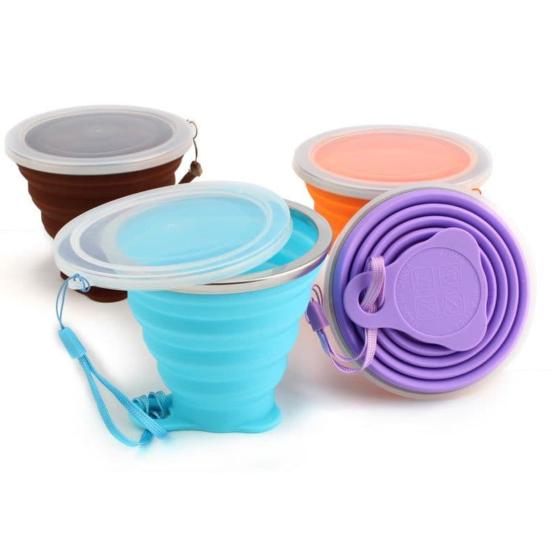 image-Silicone Folding Cup 270ML - Pink Sports Bottle