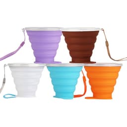 image-Silicone Folding Cup 270ML - Pink Sports Bottle
