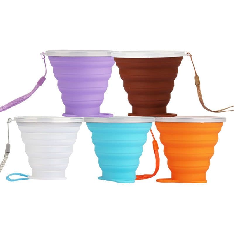 image-Silicone Folding Cup 270ML - Pink Sports Bottle