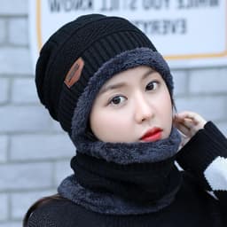 image-Free shipping hat women's winter plus velvet Korean style warm woolen hat autumn and winter women's cycling anti-cold ear protection and neck protection needle