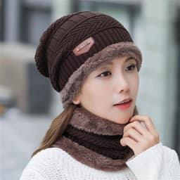 image-Free shipping hat women's winter plus velvet Korean style warm woolen hat autumn and winter women's cycling anti-cold ear protection and neck protection needle