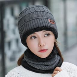 image-Free shipping hat women's winter plus velvet Korean style warm woolen hat autumn and winter women's cycling anti-cold ear protection and neck protection needle