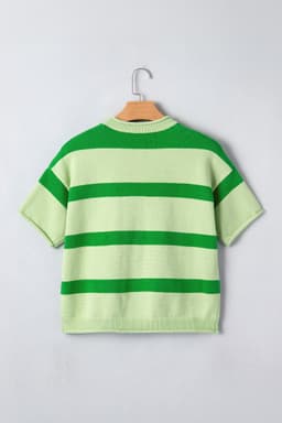 image-Green Stripe Oh for Lucks Sake St Patricks Day Short Sleeve Sweater